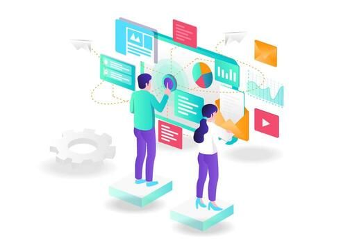 illustration-of-digital-transformation-and-email-campaign-free-vector